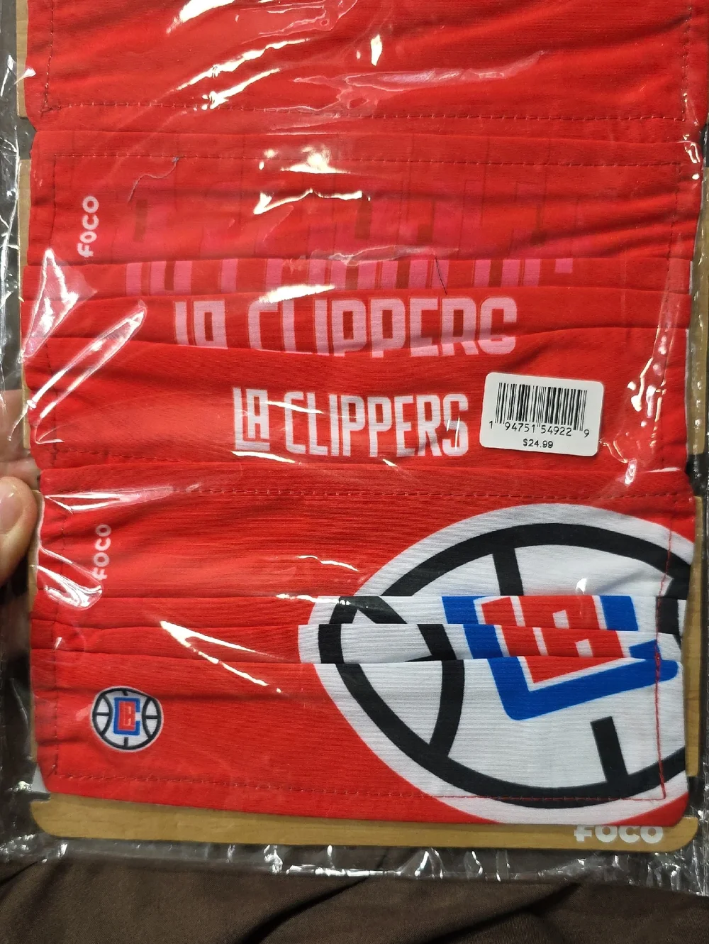 NBA LA Clippers Red Face Cover with Blue and White Accents